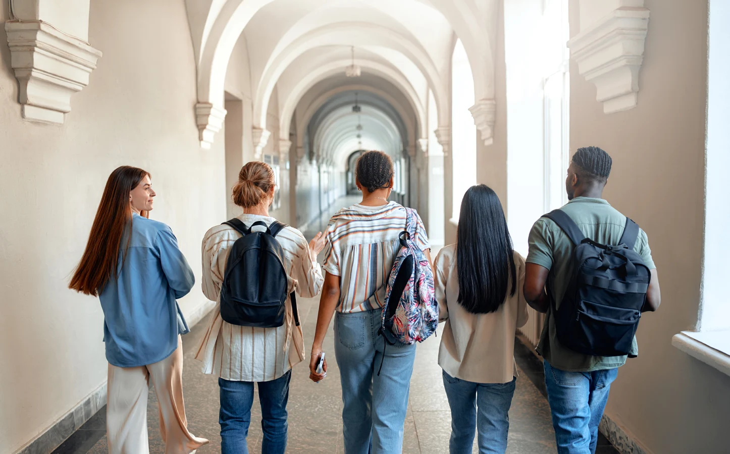 students walking